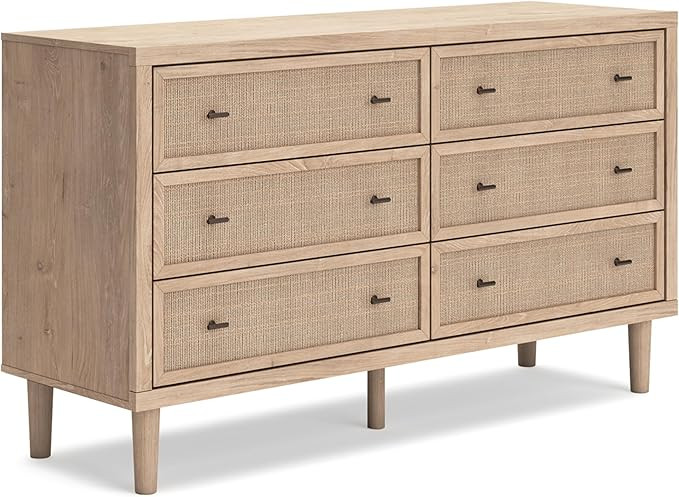 Signature Design by Ashley Cielden Coastal 6-Drawer Dresser, Bronze-Tone Knobs, Safety Stop, Text... | Amazon (US)