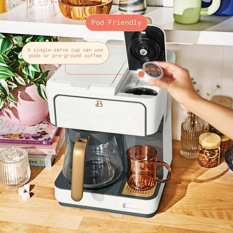 Beautiful Multi-Brew 12-Cup Programmable Drip & Single-Serve Coffee Maker, White Icing by Drew Ba... | Walmart (US)