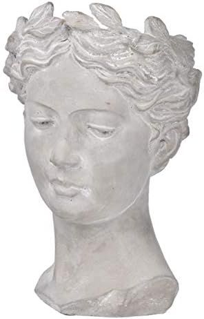 Gray Young Girl Bust Planter Indoor Outdoor Décor Cement Pot Beautiful Woman Face Greek Sculptur... | Amazon (US)