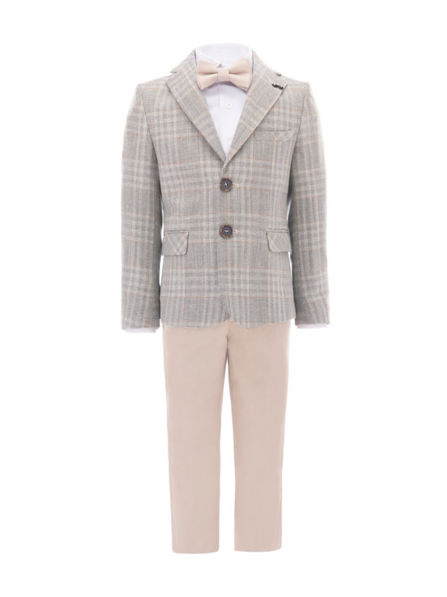 Baby Boy's, Little Boy's & Boy's Beige Plaid Peak Lapel Suit | Saks Fifth Avenue