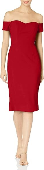 Dress the Population Women's Bailey Off The Shoulder Sweetheart Bodycon Midi Sheath Dress | Amazon (US)