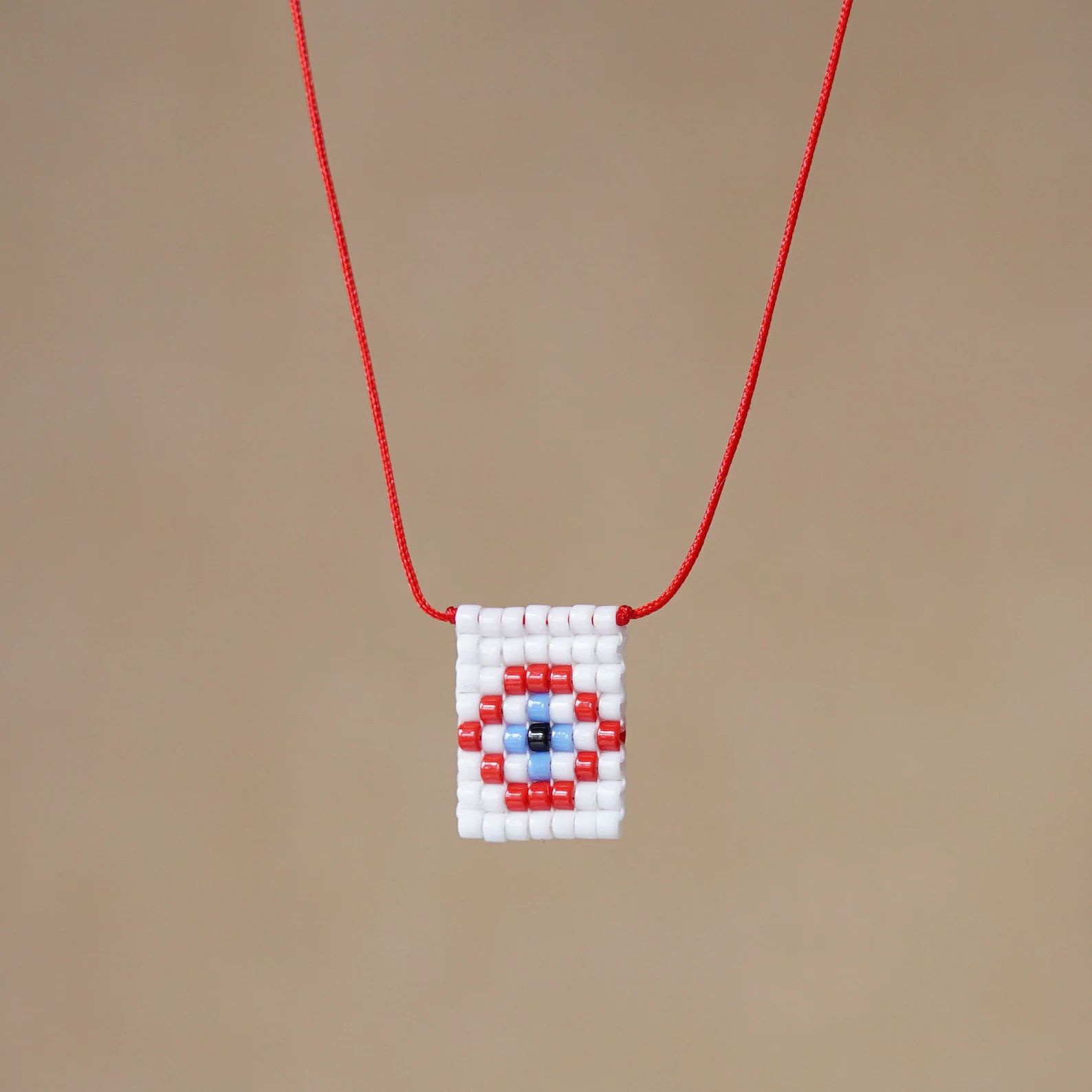 Beaded Evil Eye Necklace, Eye Pendant Necklace, Red Cord Evil Eye Necklace, Small Beads Charm Nec... | Etsy (UK)