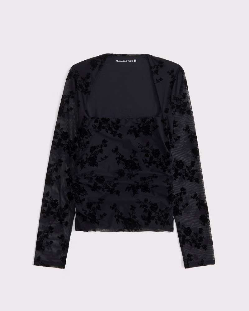 The A&F Ava Long-Sleeve Mesh Top | Abercrombie & Fitch (US)