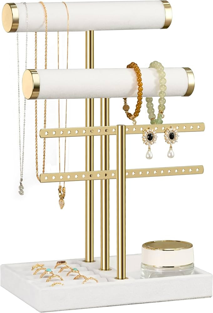 bussdis 3 Tier Bracelet Holder Display - Detachable T Bar White Velvet Bracelet Holder, Jewelry H... | Amazon (US)