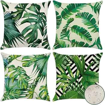 OTOSTAR Outdoor Waterproof Linen Throw Pillow Covers 18x18 Inch Square Pillow Covers Set of 4 Tro... | Amazon (US)