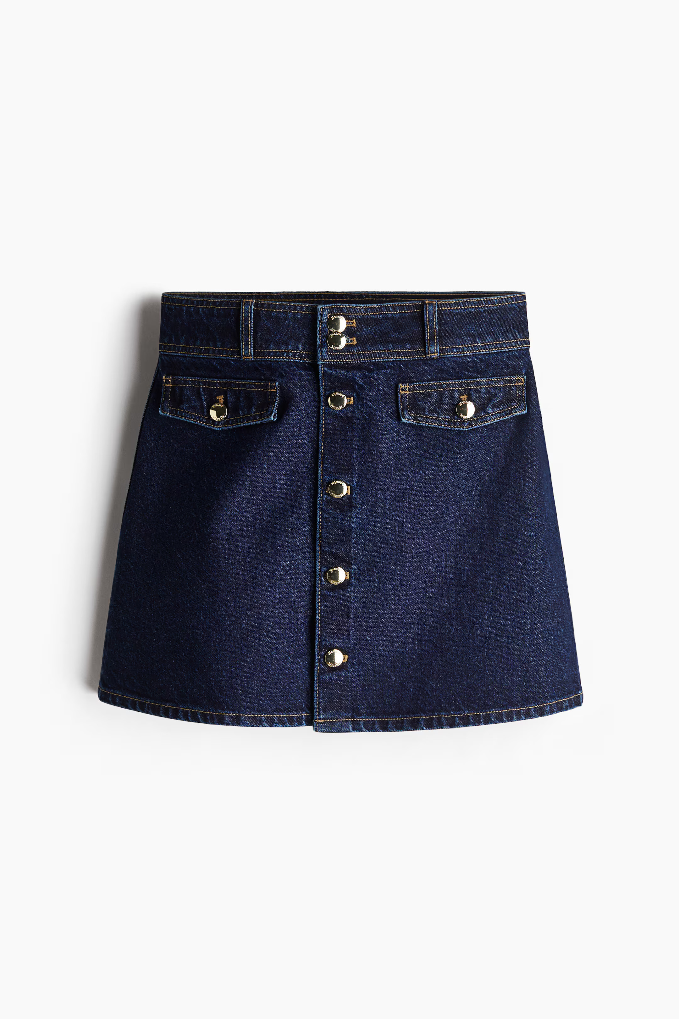 A-line mini skirt - Dark denim blue - Ladies | H&M GB | H&M (UK, MY, IN, SG, PH, TW, HK)