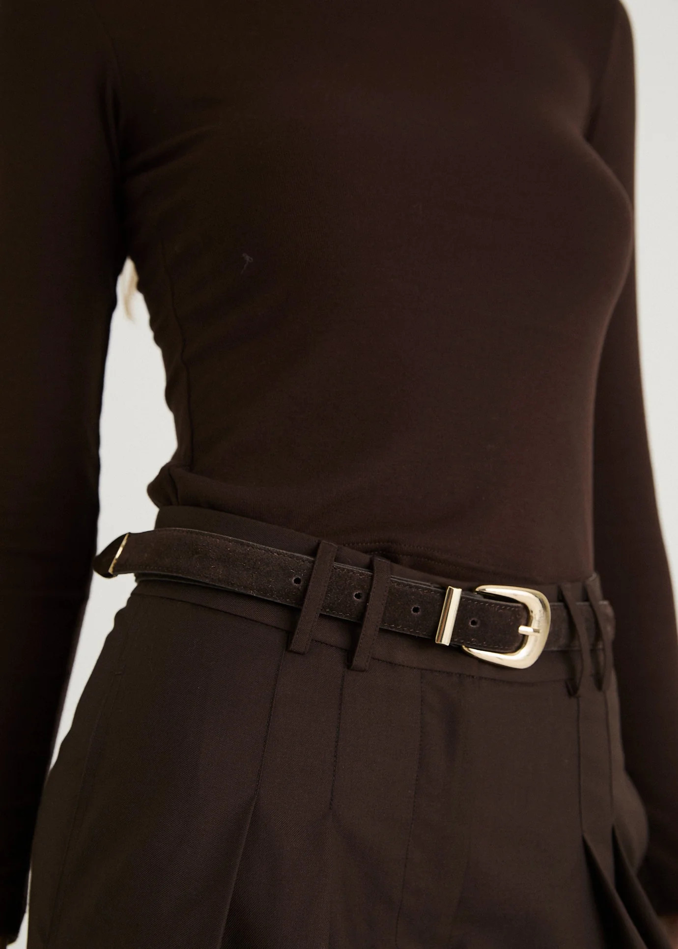 SUEDE BELT - CHOCOLATE / GOLD | WAT The Brand