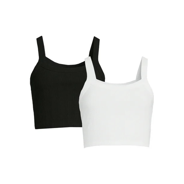 No Boundaries Juniors Crop Rib Tank Top, 2-Pack - Walmart.com | Walmart (US)