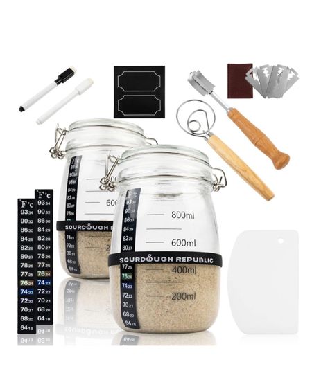 Sour dough starter kit 

Hemlock Home Brewing Sourdough Starter Jar Kit, Bread Baking Supplies, 2-Pack, 34 oz. Glass Jars for Sourdough Starter, Wide Mouth Starter Dough Crock

#LTKfamily #LTKhome #LTKMostLoved