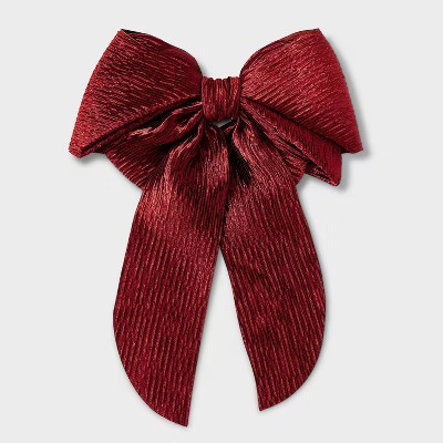 Crinkle Satin Bow Hair Barrette - A New Day™ Red | Target