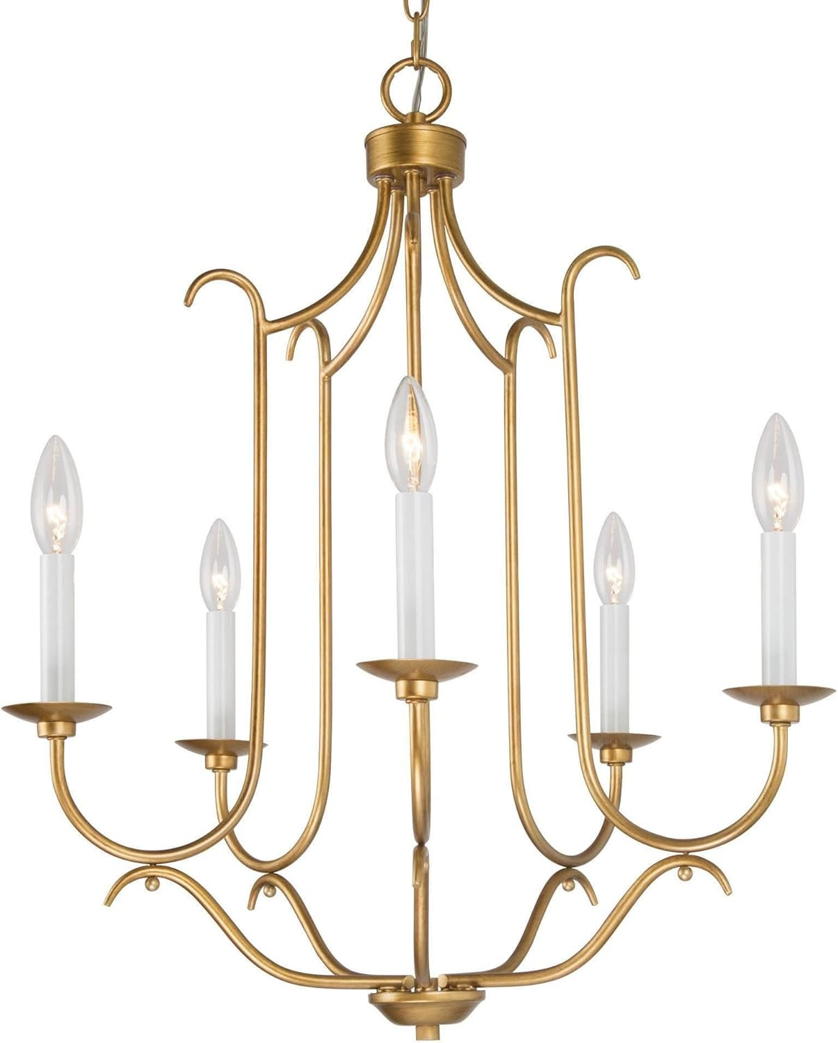 Durent Lighting Antique Gold French Country Chandelier for Dining Living Room, 5-Light Brass Chan... | Amazon (US)