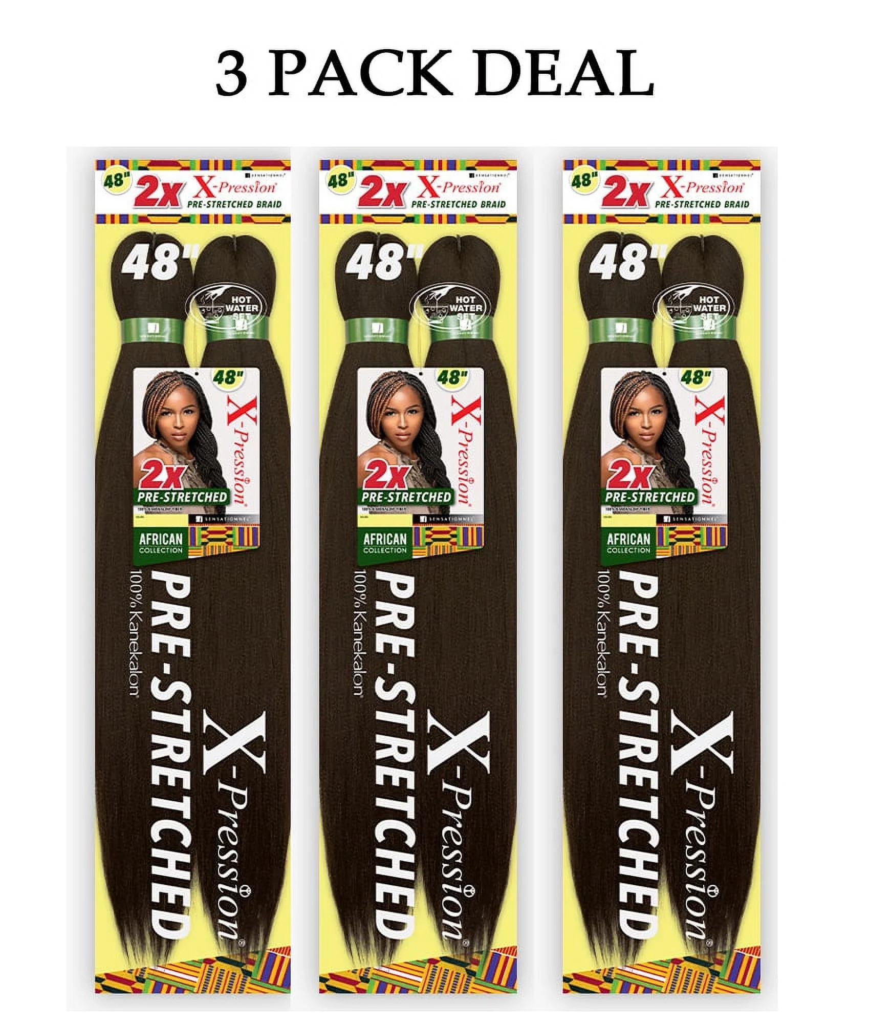 Sensationnel African Collection Jumbo Braid Pre Stretched X Pression Hair 2x 48” ( #4 Brown 3 P... | Walmart (US)