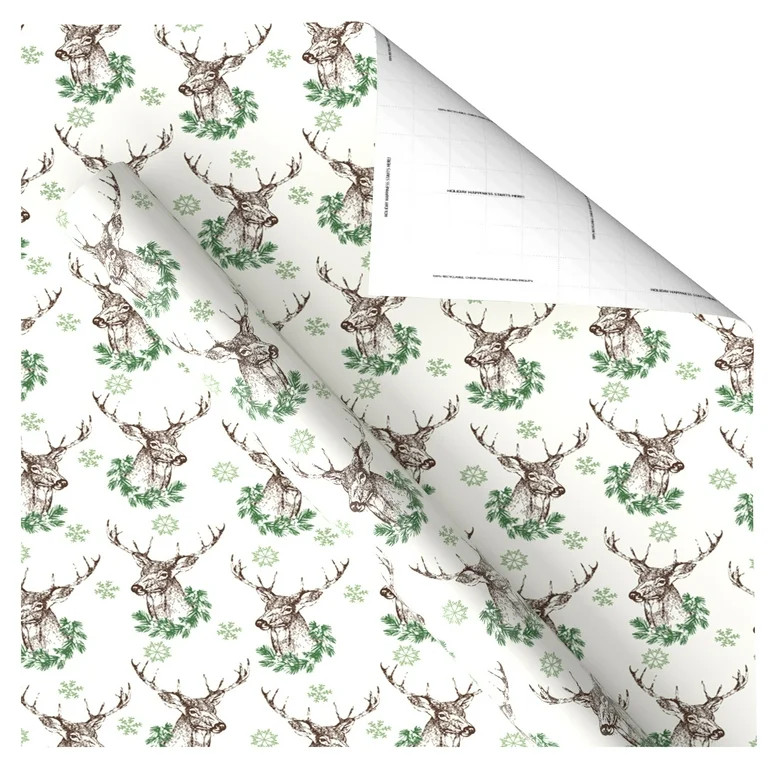 Multicolor Stag Christmas Wrapping Paper, 160 sq ft, by Holiday Time | Walmart (US)