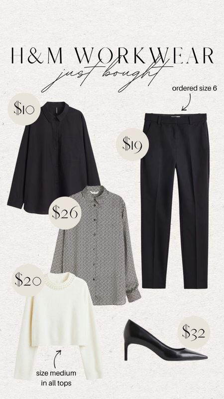 Just ordered these from H&M in size medium and size 6! Perfect fall and winter basics for your workwear capsule! 

H&M wardrobe - work tops - work pants - women’s slacks - work heels - black button up top - button down tops - business casual
- office fashion - office attire 

#LTKsalealert #LTKfindsunder50 #LTKworkwear
