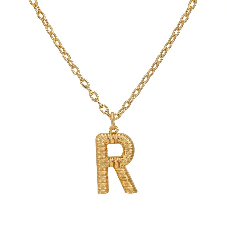 Time and Tru Women's Goldtone Initial R Necklace with Giftable Pouch | Walmart (US)
