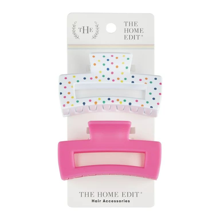 The Home Edit Claw Clips, Pink and Polka Dot Print, 2ct | Walmart (US)