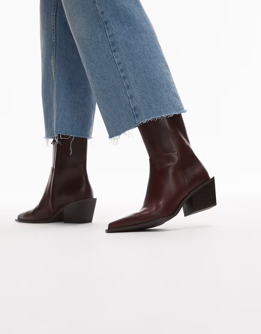 & Other Stories leather pointed heeled boots in brown-Neutral | ASOS (Global)