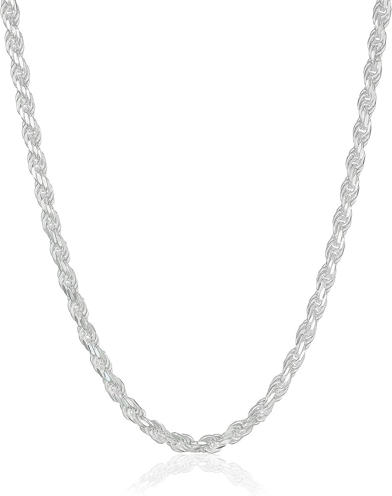 Amazon Essentials Sterling Silver Diamond Cut 14 Inches Rope Chain Necklace | Amazon (US)