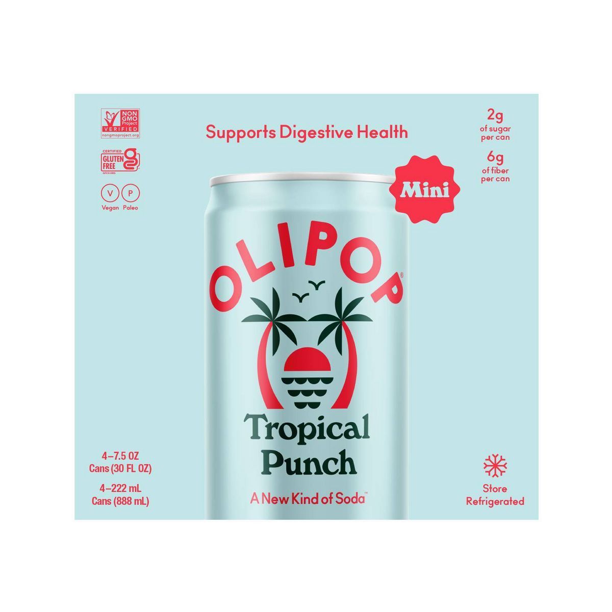 OLIPOP Tropical Punch Prebiotic Soda - 4ct/7.5 fl oz | Target