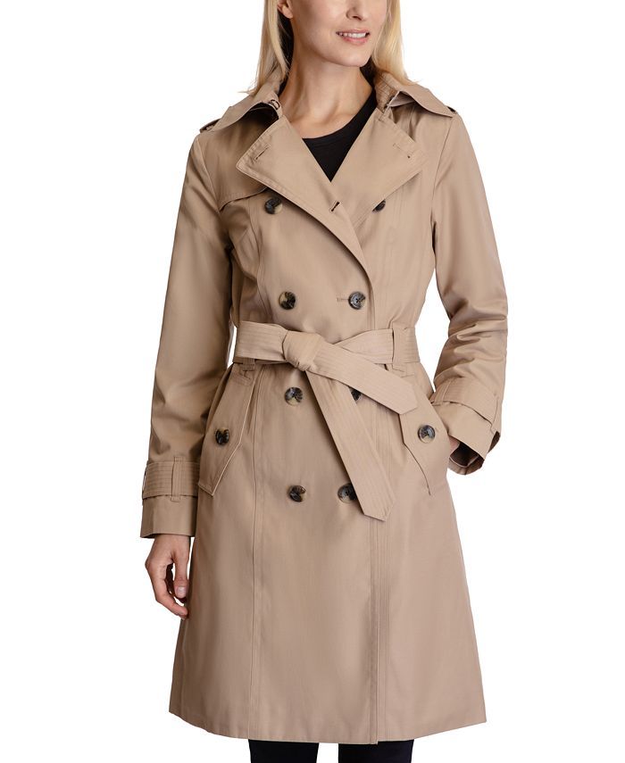 London Fog Double-Breasted Hooded Trench Coat & Reviews - Coats & Jackets - Women - Macy's | Macys (US)