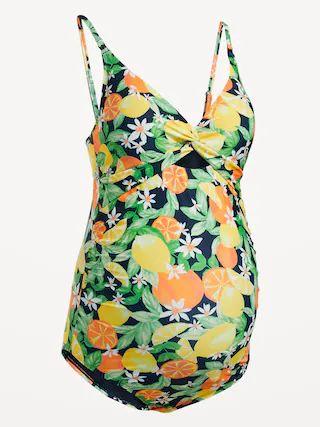 Maternity Matching Twist-Front Cutout Nursing Swimsuit | Old Navy (US)