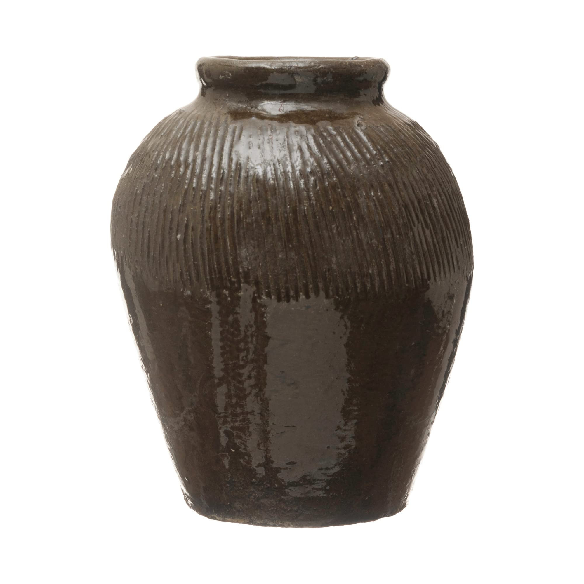 Creative Co-Op Found Decorative Textured Clay Jar, Brown Reactive Glaze, 9'' | Amazon (US)
