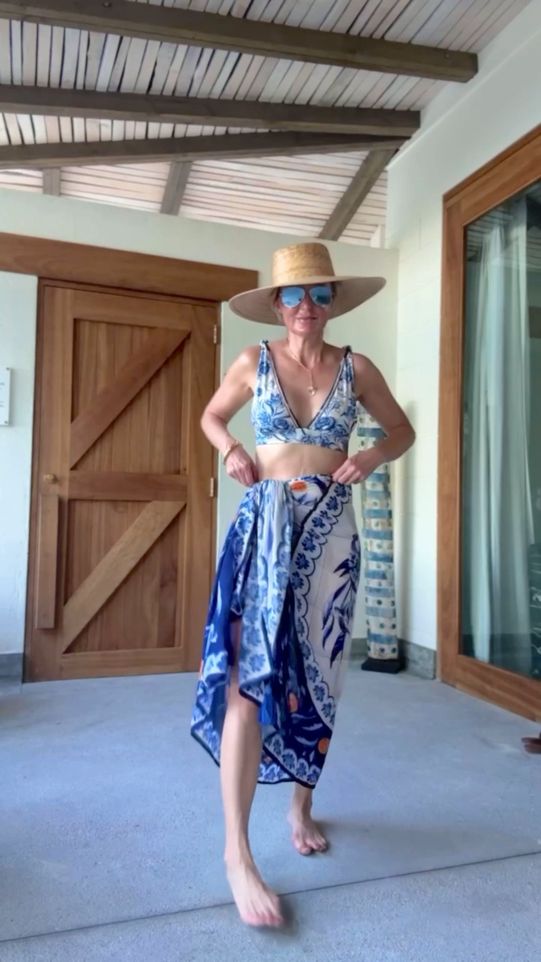 This blue and white bikini set with matching pareo is SO beautiful!!! The bottoms are high-waisted and reversible. Fits run true to size. I would size up if between sizes. 

~Erin xo 

#LTKTravel #LTKSeasonal #LTKSwim