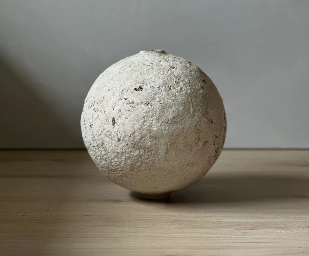 Paper Mache Moon Vase, Large Handmade Vessel, Aged White Sculpture, Unique Gift, Wabi Sabi, State... | Etsy (US)
