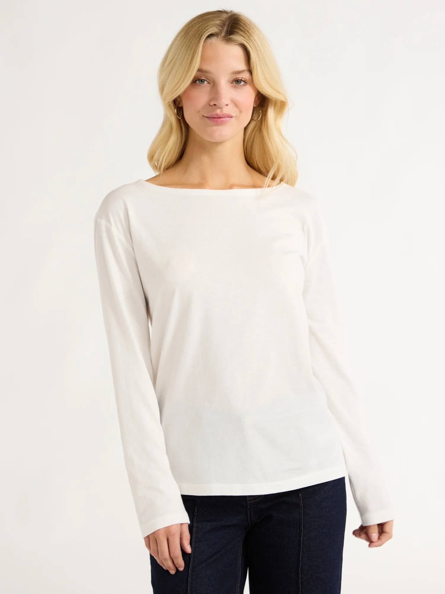 Free Assembly Women's Boatneck Tee with Long Sleeves, XS-XXL | Walmart (US)