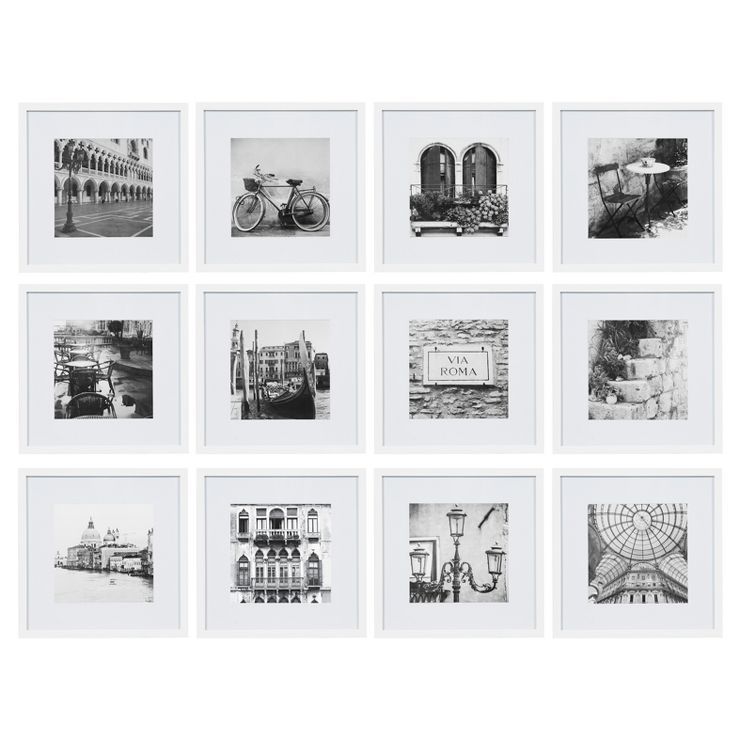 (12pc) 12" x 12" Matted To 8" x 8" Frame Set White - Gallery Perfect | Target