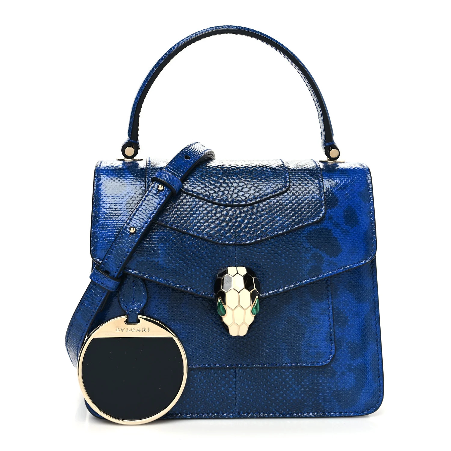 BULGARI Shiny Karung Serpenti Forever Top Handle Dark Blue | FASHIONPHILE (US)