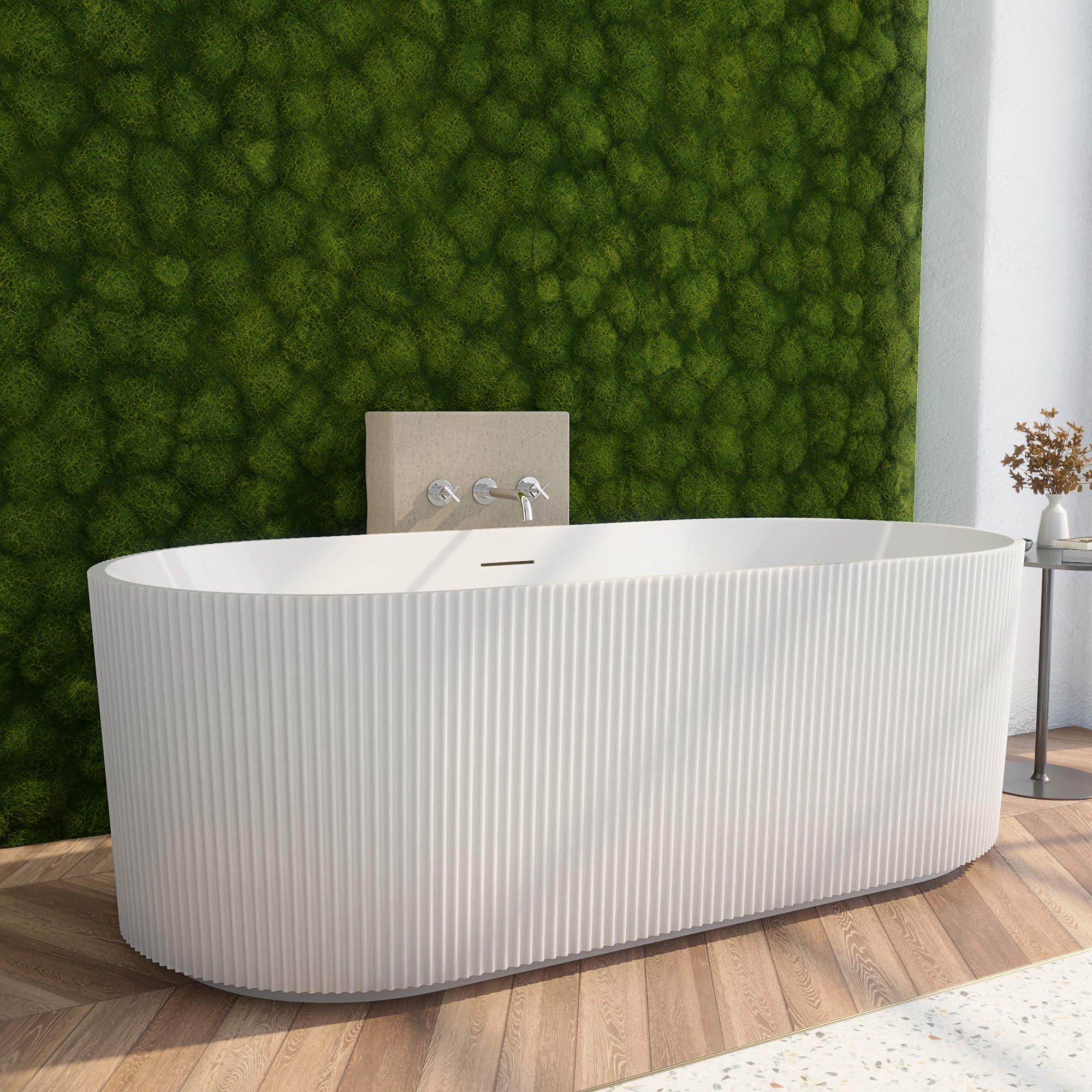 DreamLine Charisma 29.5-in x 59-in White Acrylic Oval Freestanding Soaking Bathtub with Drain ( Center Drain ) | BT13X2959C30 | Lowe's