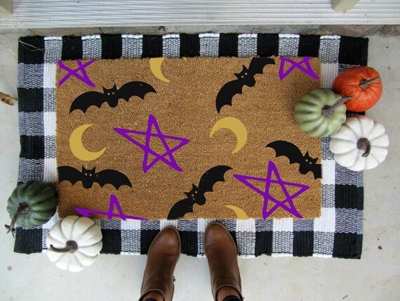 Bat doormat fall doormat personalized doormat pumpkin fall | Etsy | Etsy (US)