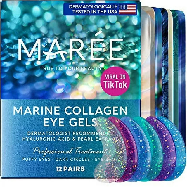 Maree Eye Gel Pads - Reduce Wrinkles, Puffy Eyes, Dark Circles, Eye Bags - Natural Marine Collage... | Walmart (US)