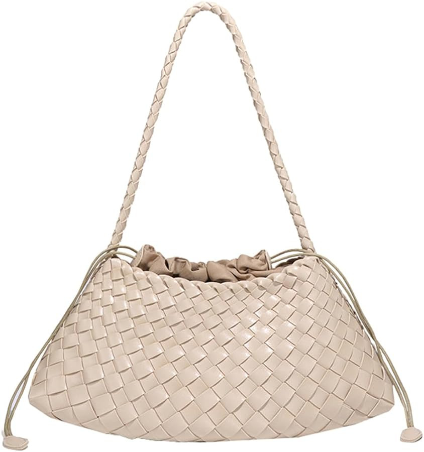 Woven Hobo Bags for Women Suede Woven Tote Bag Trendy Bucket Purse Underarm Shoulder Bag Vintage Handbag Retro Clutch Purses | Amazon (US)