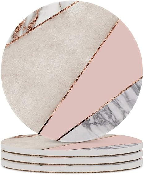 Amazon.com: Set of 4 Absorbent Round Coasters for Drinks 4 inch - Ceramic Stone Cup Mat Water Abs... | Amazon (US)