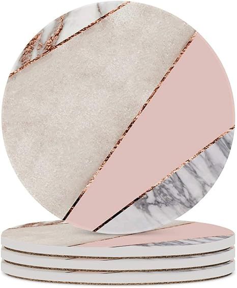 Amazon.com: Set of 4 Absorbent Round Coasters for Drinks 4 inch - Ceramic Stone Cup Mat Water Abs... | Amazon (US)