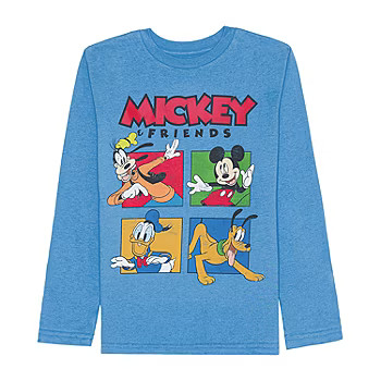 Disney Collection Little & Big Boys Crew Neck Mickey and Friends Long Sleeve Graphic T-Shirt | JCPenney