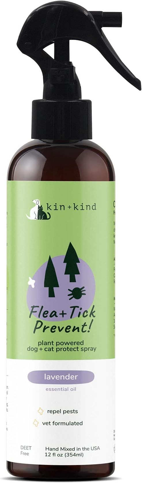 kin+kind Flea and Tick Spray for Dogs & Cats (12 fl oz) - Plant-Based Repel Spray - Vet Formulate... | Amazon (US)