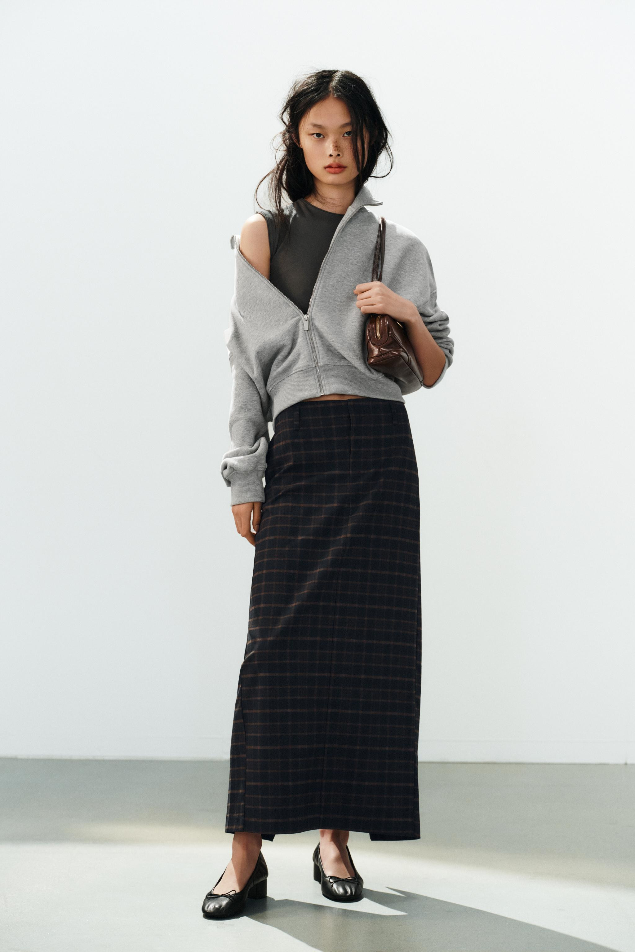 CHECKS MIDI SKIRT | Zara UK