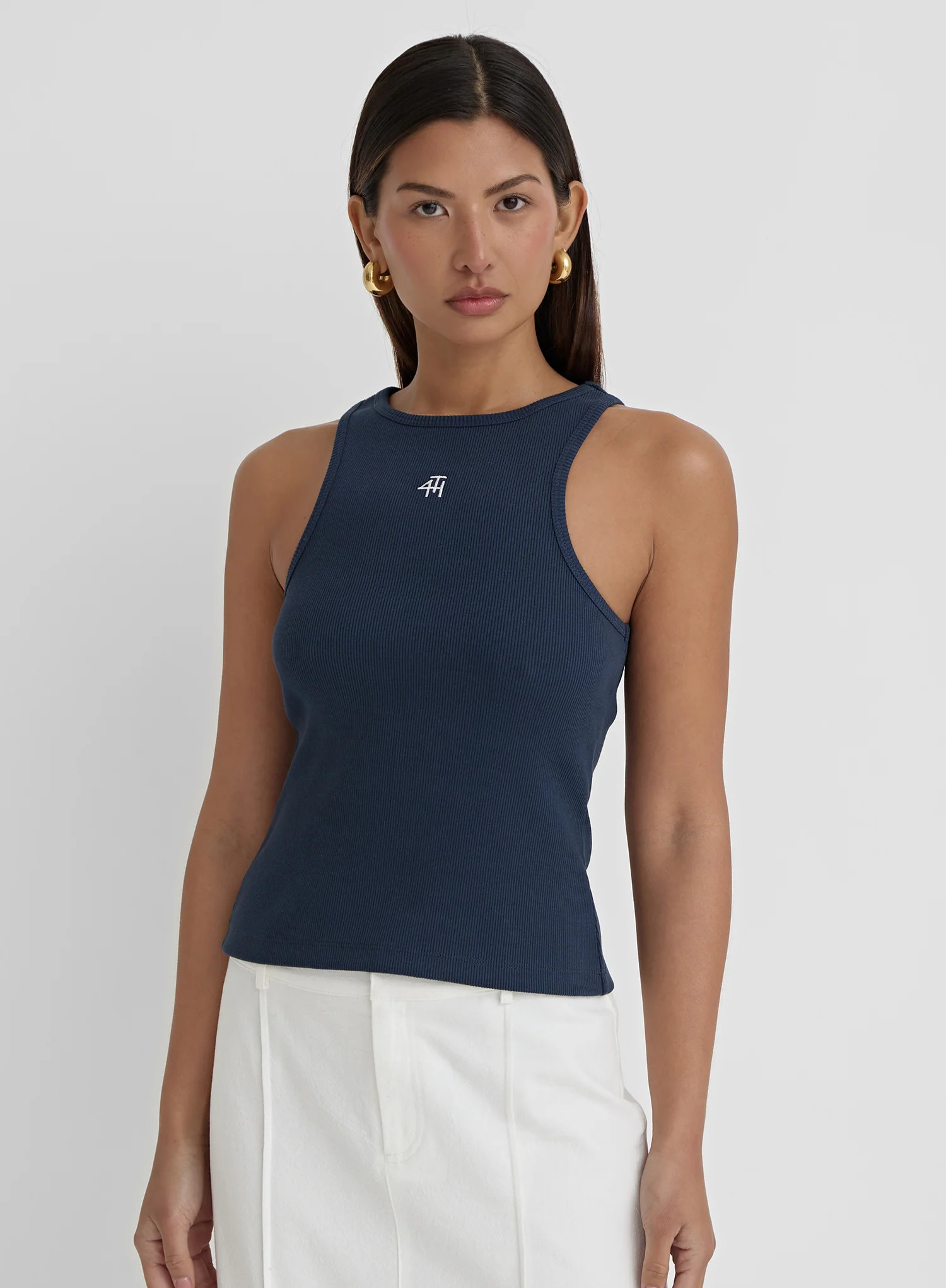 Navy 4th Branded Racer Vest Top- Everyday | 4th & Reckless