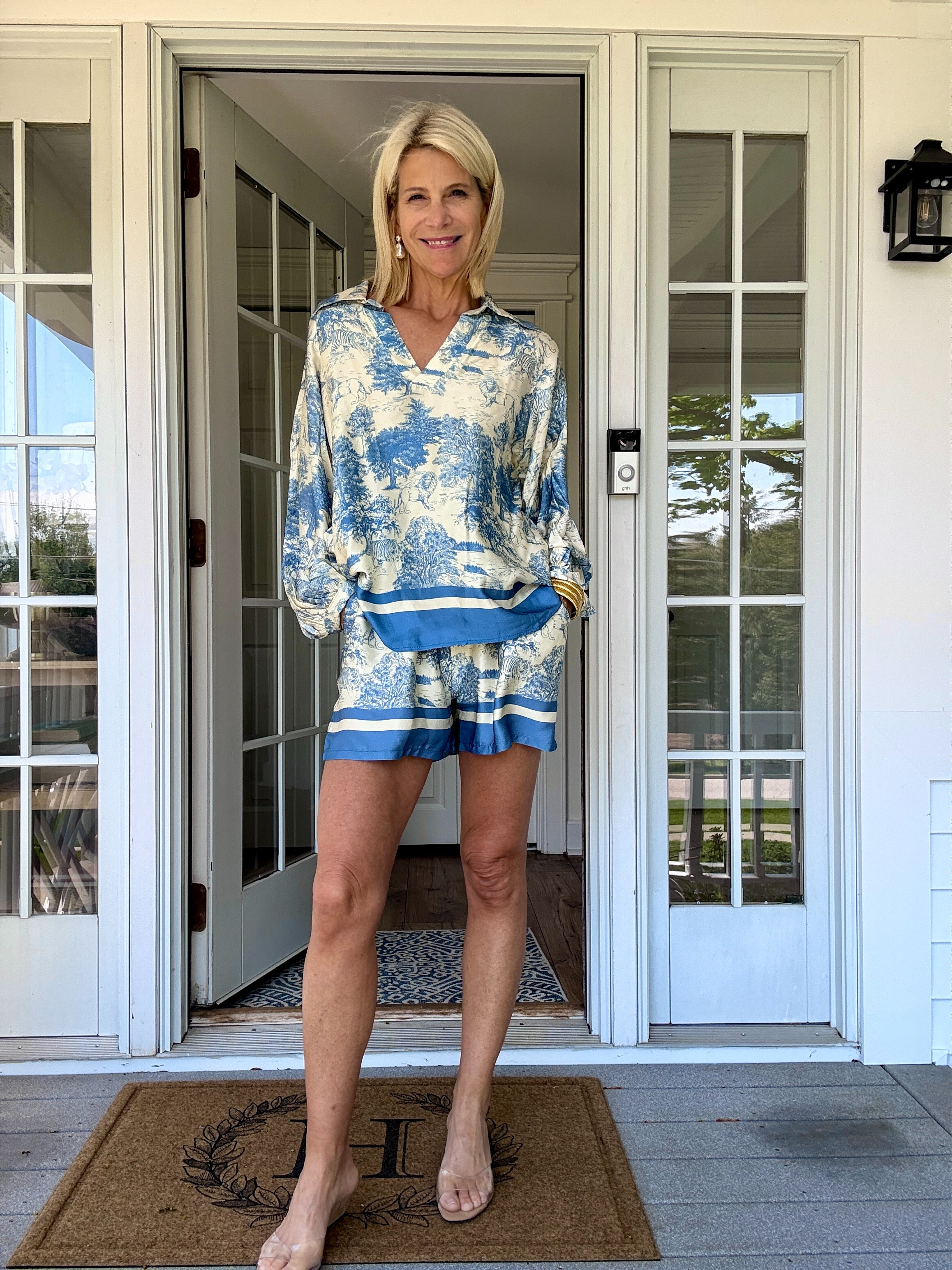Blue Printed Matching Set for Resort Style.  

 #LTKootd #LTKSeasonal #LTKOver40