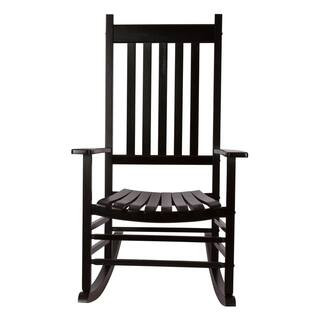 Vermont Black Wood Outdoor Porch Rocker | The Home Depot