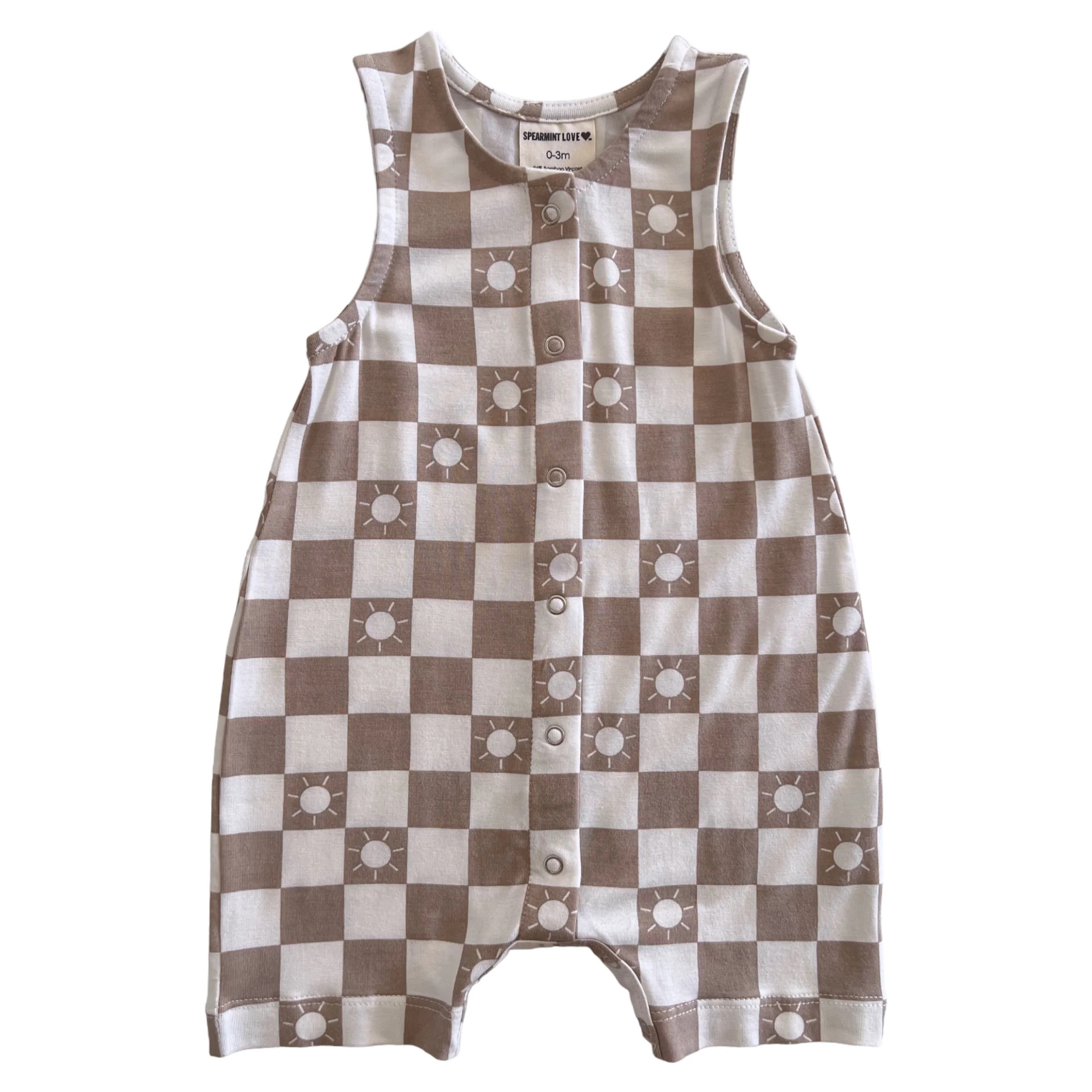 Relaxed Shortie, Tan Sun Checkerboard | SpearmintLOVE