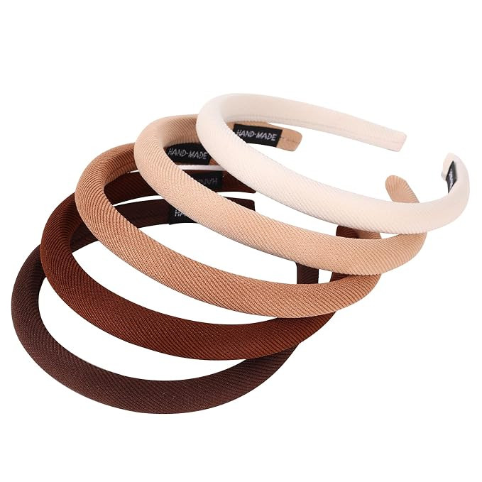 LifeDawn Padded Headbands for Women,5Pcs Narrow Plain Turban Headband Fashion Hair Bands Headwear... | Amazon (US)