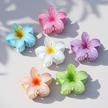 Sisiaipu Flower Hair Clips for Women 6 Pcs Hawaiian Large Claw Clips Plumeria Medium Hair Claw Cl... | Amazon (US)