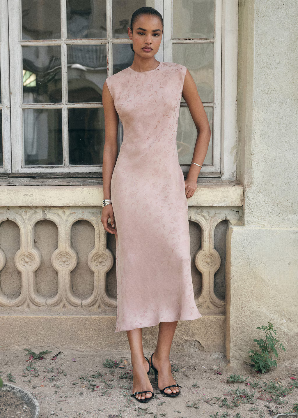 Satin floral jacquard dress pastel pink - Woman - 10 - MANGO | Mango (US/MX/AU)