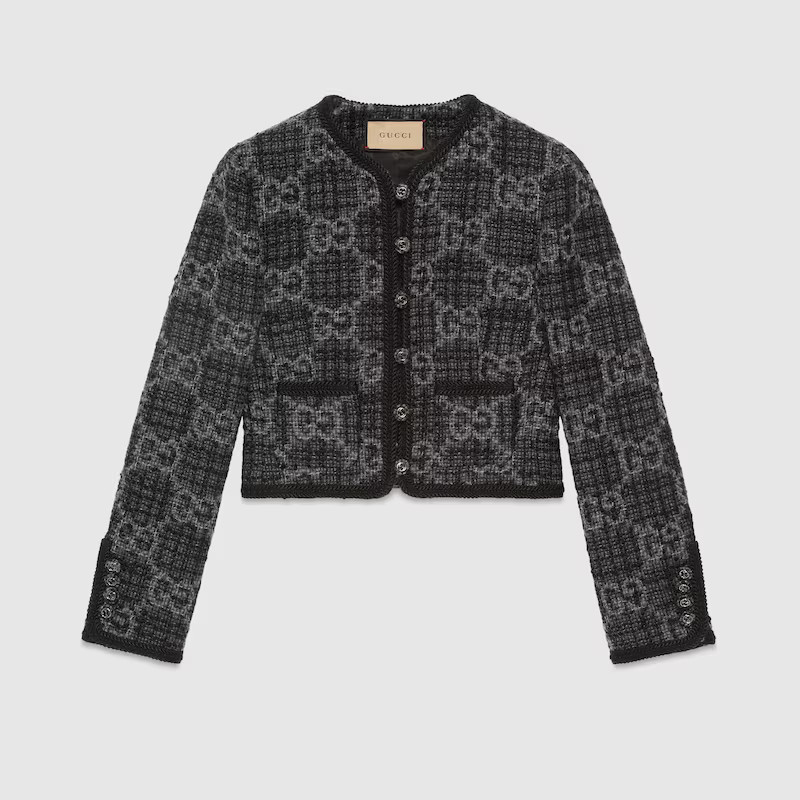 GUCCI GG Tweed Jacket, Size 40 IT, Grey, Ready-to-wear | Gucci (US)