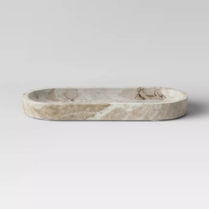 6" x 1.25" Toronto Oblong Marble Tray Natural - Project 62™ | Target