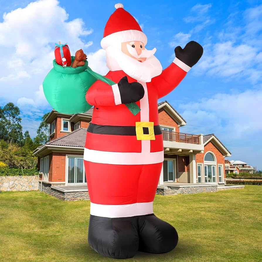 12FT Giant Christmas Inflatables Outdoor Decorations - LED Lighted Blow Up Santa Claus with Gift ... | Amazon (US)